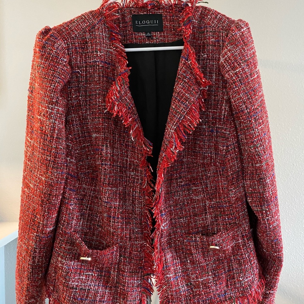 PLUS Eloquii Red Tweed Blazer